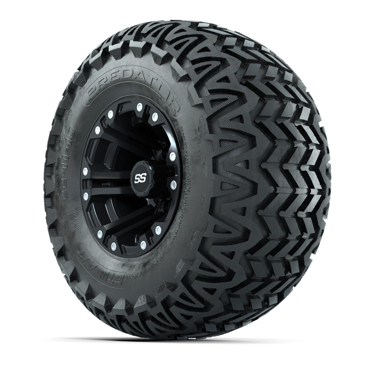 Set of 4 GTW Specter Matte Black Wheels with Predator A-T Tires - 10 Inch