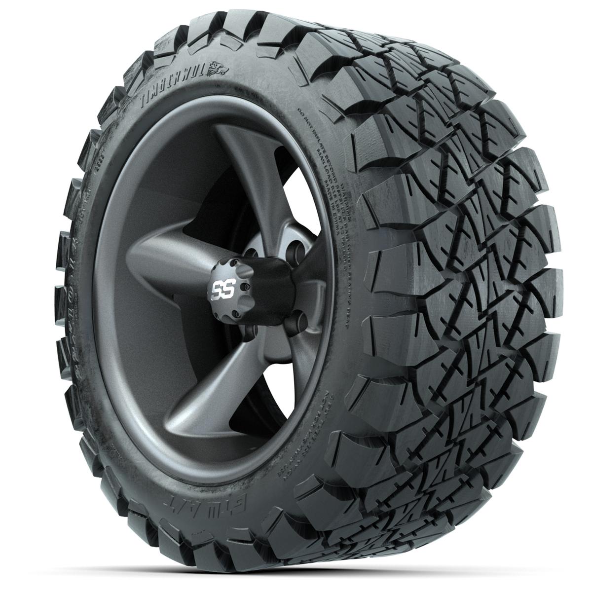 Set of (4) 14 in GTW Godfather Wheels with 22x10-14 GTW Timberwolf All-Terrain Tires