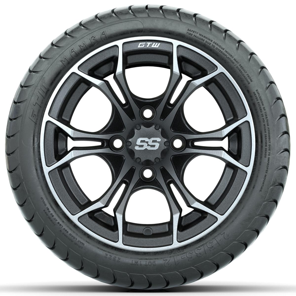 Set of (4) 12 in GTW Spyder Wheels with 215/35-12 GTW Mamba Street Tires