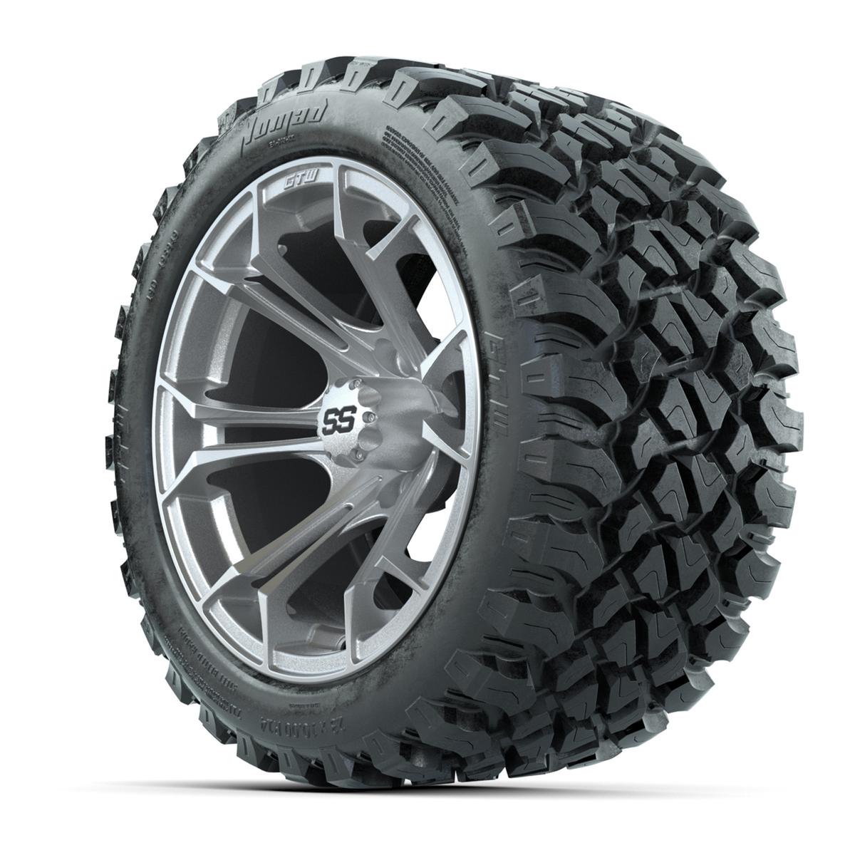 GTW&reg; Spyder Silver Brush 14 in Wheels with 23X10-R14 Nomad Steel Belt Radial All-Terrain Tires – Full Set