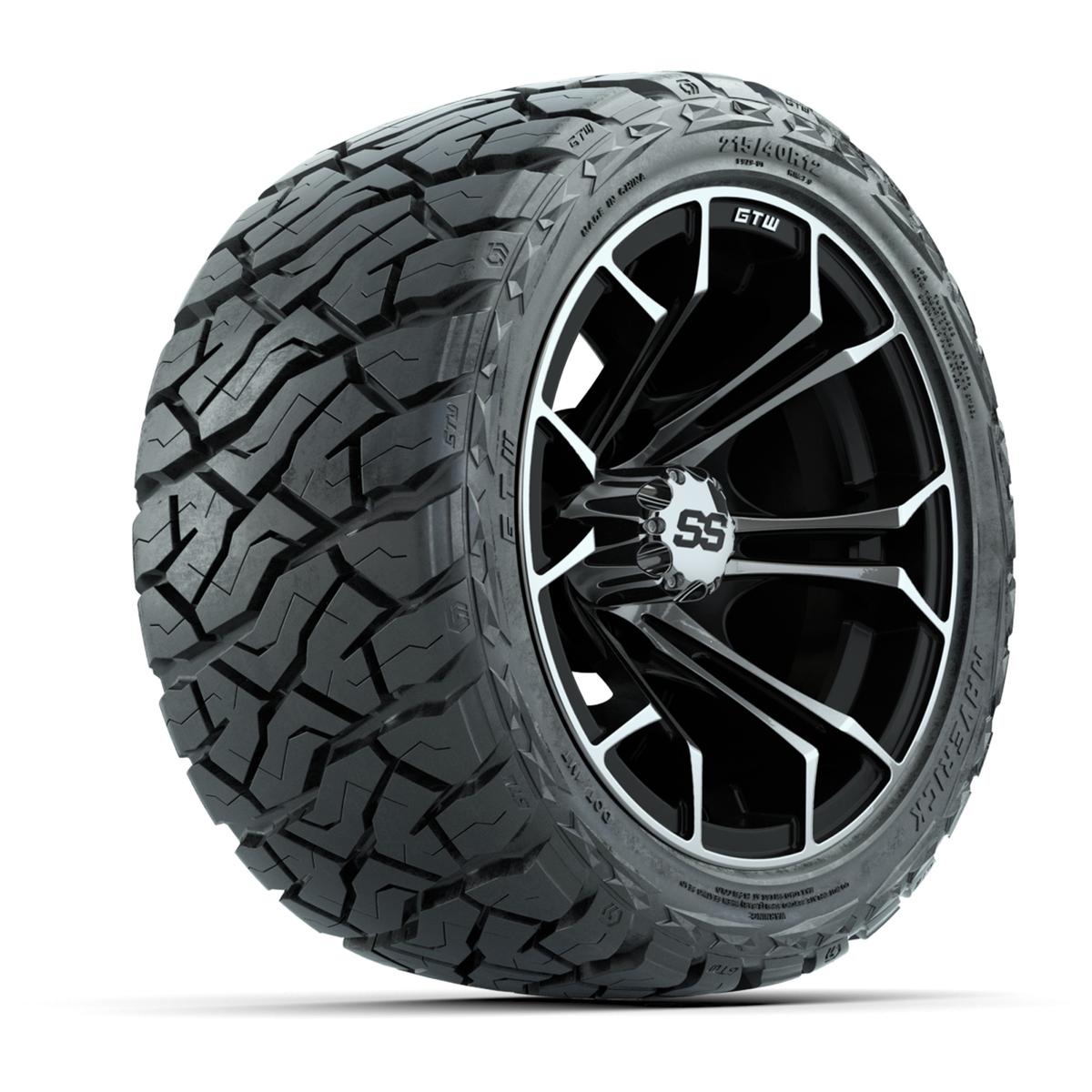 GTW Spyder Black/Machined 12 in Wheels with 215/40-R12 Maverick Low-Profile All-Terrain Tires – Full Set