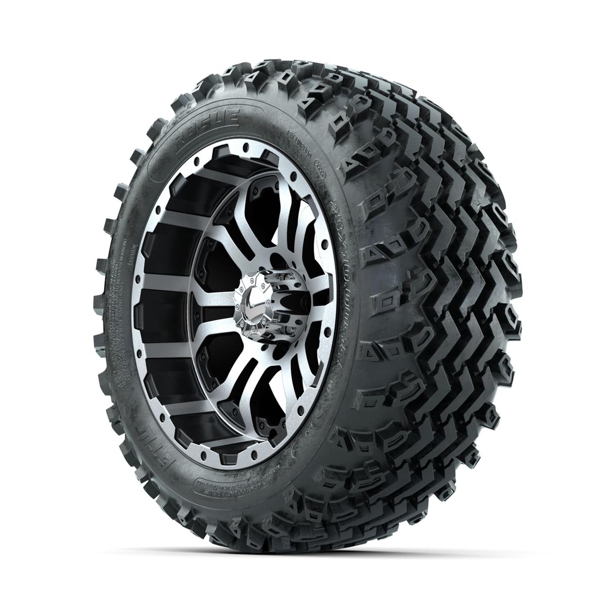 GTW Omega Machined/Black 14 in Wheels with 23x10.00-14 Rogue All Terrain Tires – Full Set