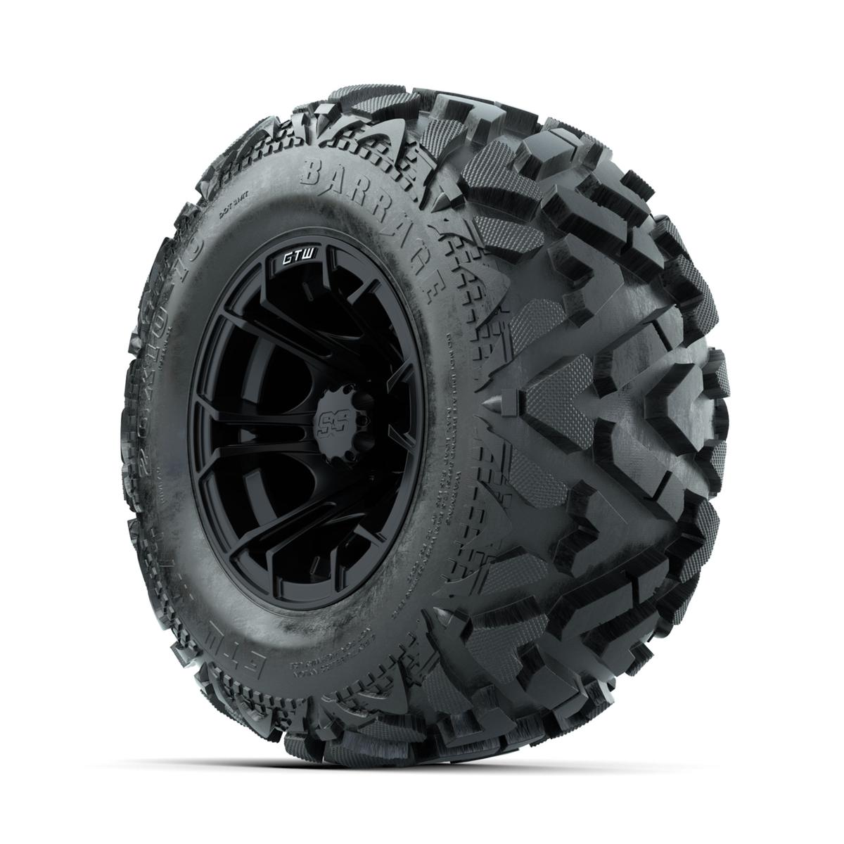 GTW Spyder Matte Black 10 in Wheels with 20x10-10 Barrage Mud Tires – Full Set