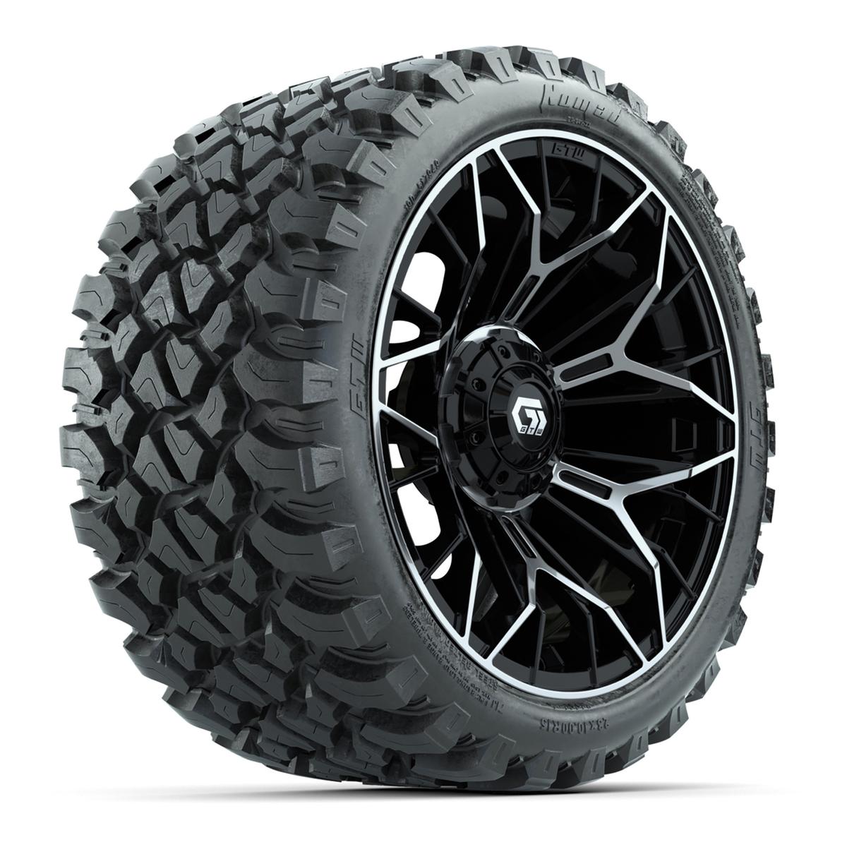 Set of (4) 15 in GTW® Stellar Machined & Black Wheels with 23x10-R15 Nomad All-Terrain Tire