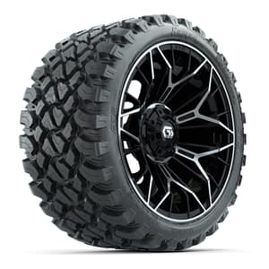 Set of (4) 15 in GTW® Stellar Machined & Black Wheels with 23x10-R15 Nomad All-Terrain Tire
