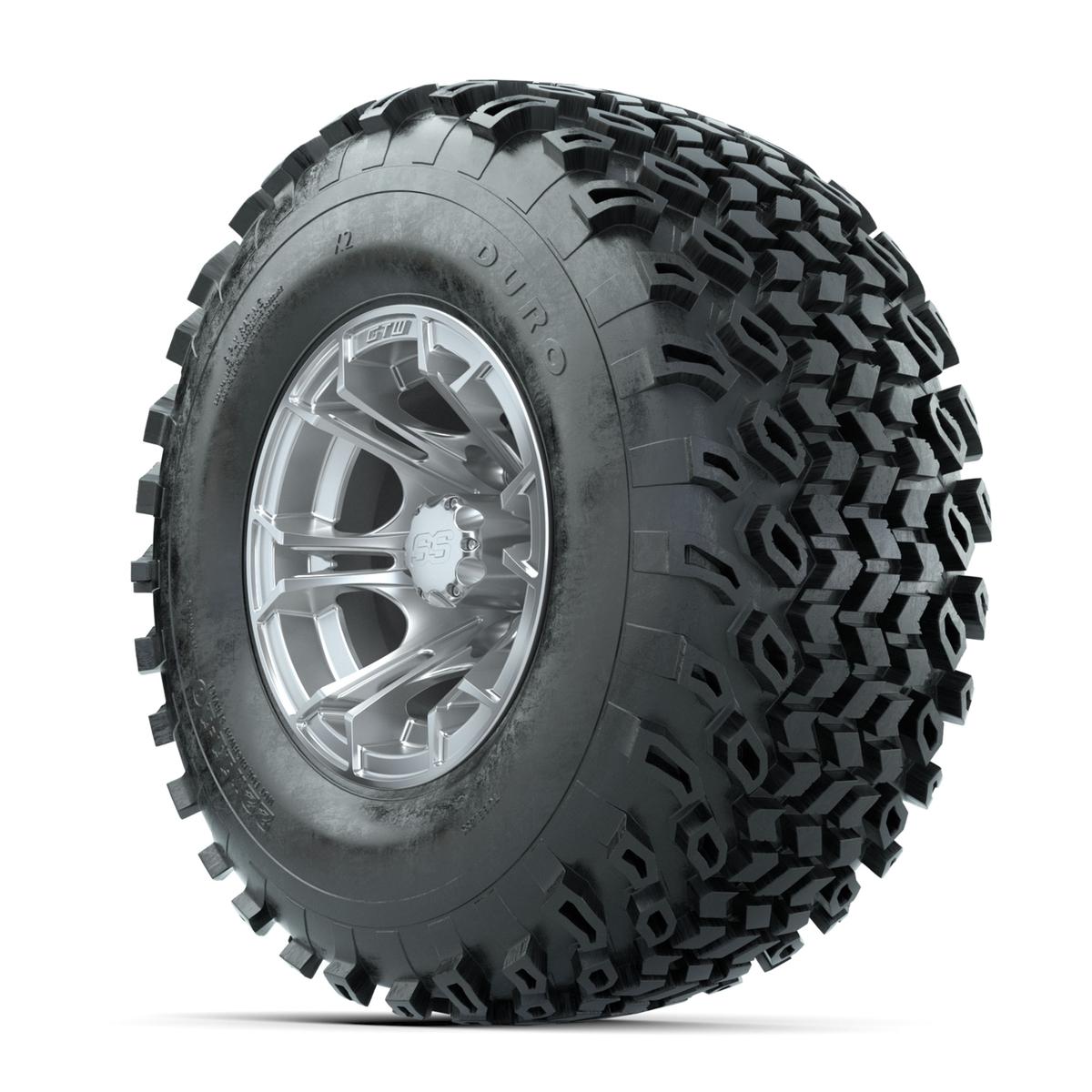 GTW Spyder Silver Brush 10 in Wheels with 22x11-10 Duro Desert All Terrain Tires – Full Set