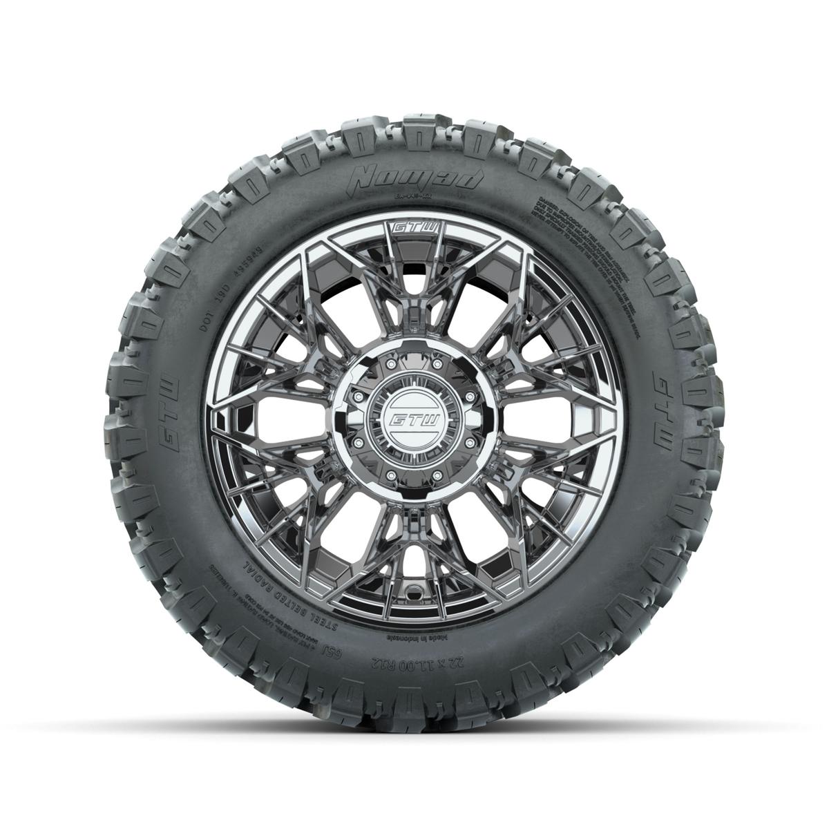 Set of (4) 12 in GTW® Stellar Chrome Wheels with 22x11-R12 Nomad All-Terrain Tires