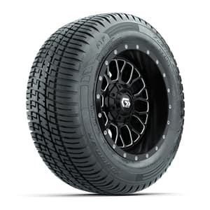 Set of (4) 12 in GTW® Helix Machined & Black Wheels with 215/50-R12 Fusion S/R Street Tires