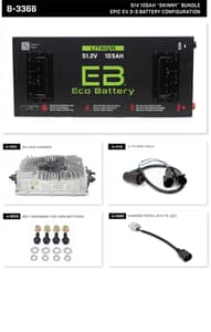 Eco Lithium Battery Complete Bundle for Epic EV 3-3 Battery Configuration 51V 105Ah - Skinny