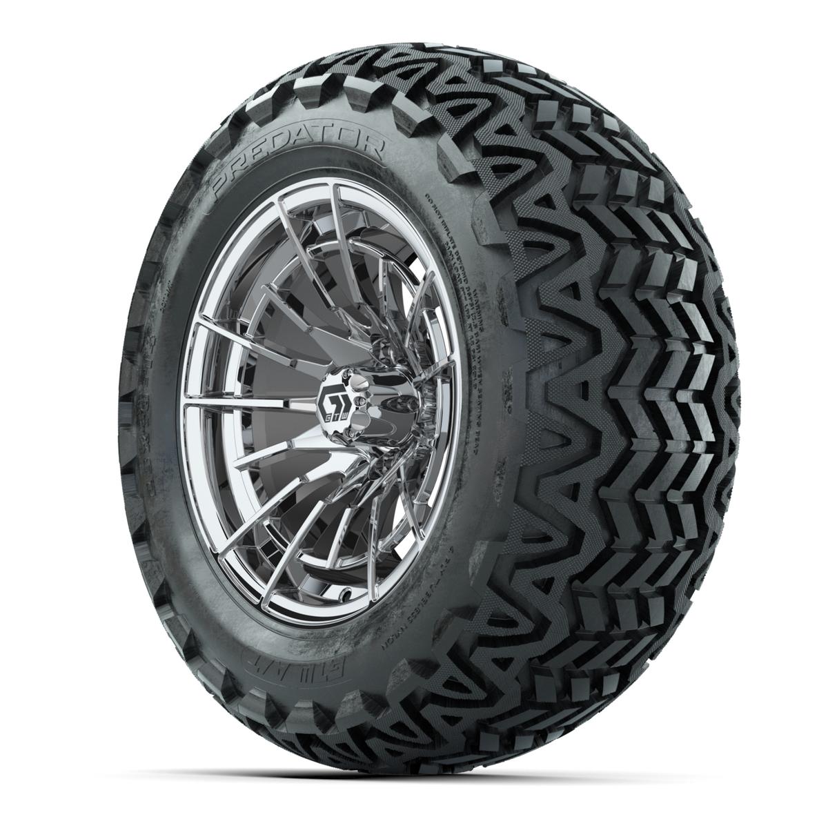 GTW® Boost Chrome 14 in Wheels with 23x10-14 Predator All-Terrain Tires – Full Set