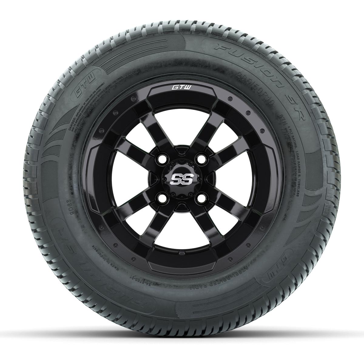 GTW Storm Trooper Black 10 in Wheels with 18in Fusion Street Tires – Set of 4