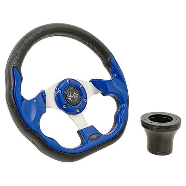 1995.5-Up EZGO - GTW Blue Racer Steering Wheel with Black Adaptor Kit