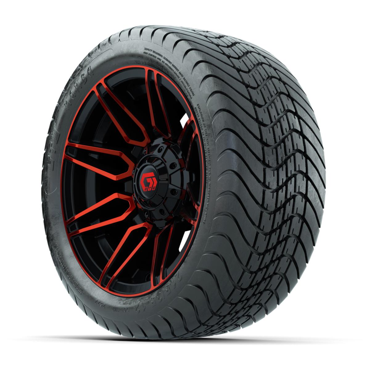 GTW® Stealth Black/Red 12 in Wheels with 215/35-12 Mamba Street Tires – Full Set