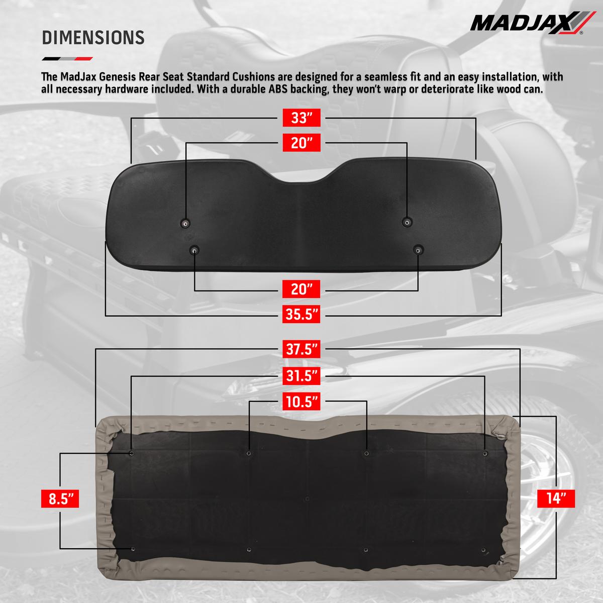 EZGO TXT MadJax&reg; Genesis 250 Rear Seat with Standard Black Seat Cushions (Years 1994.5-Up)
