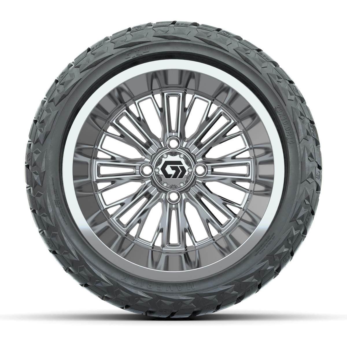 GTW&reg; Viper Chrome 14 in Wheels with 23X10-R14 Maverick Steel Belted Radial All-Terrain Tires - Full Set