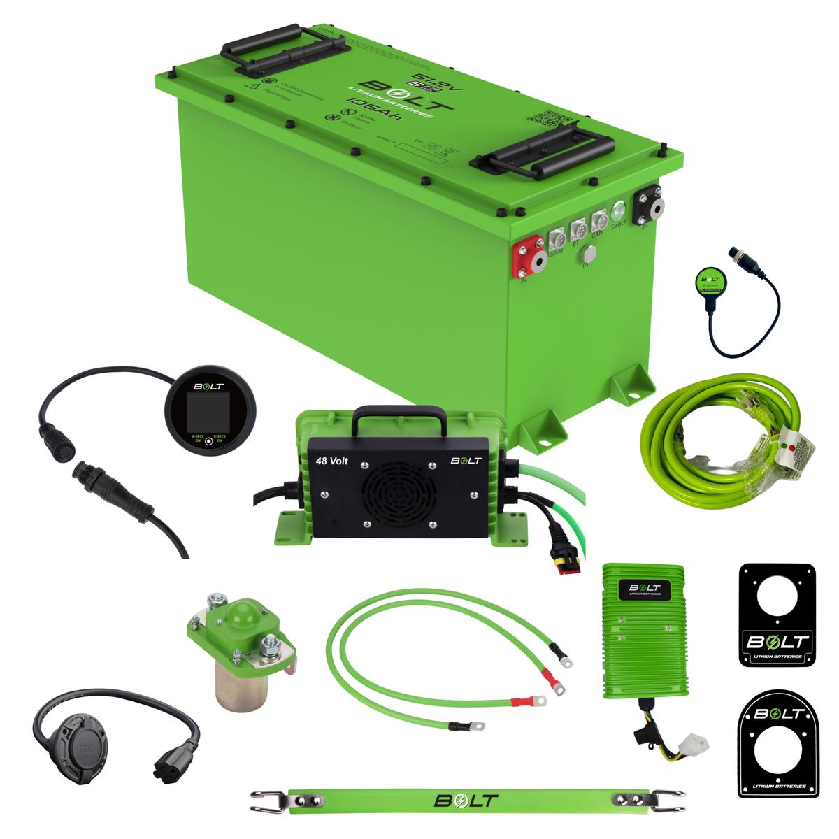 Bolt Energy EZGO TXT 48V Express 51V 105AH Thin Heated Professional Battery Kit