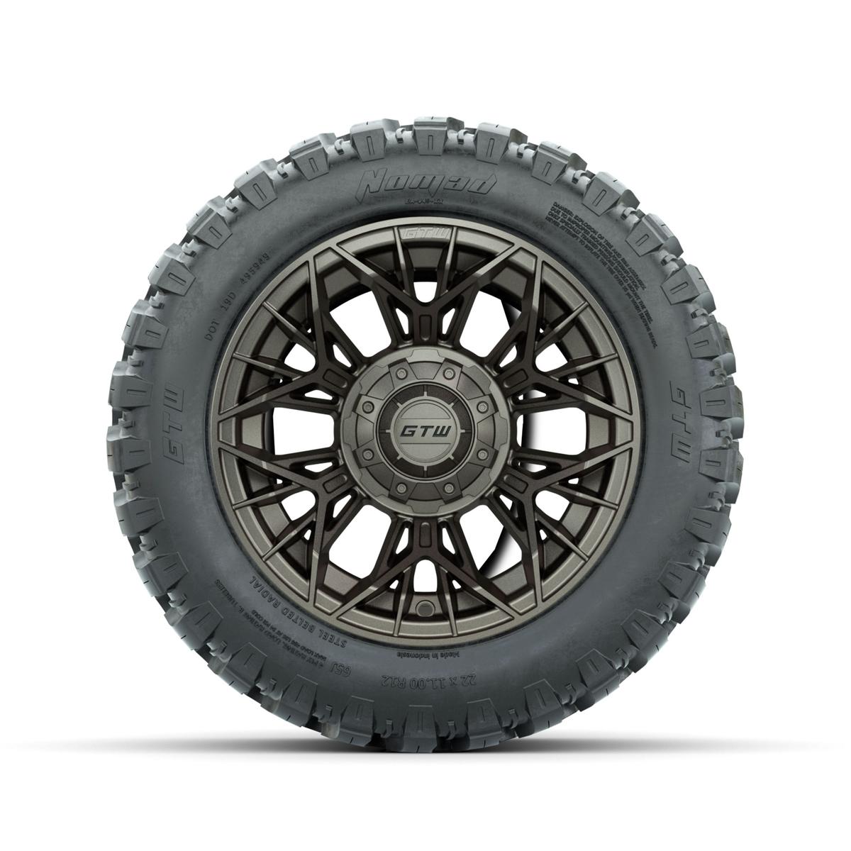 Set of (4) 12 in GTW® Stellar Matte Bronze Wheels with 22x11-R12 Nomad All-Terrain Tires