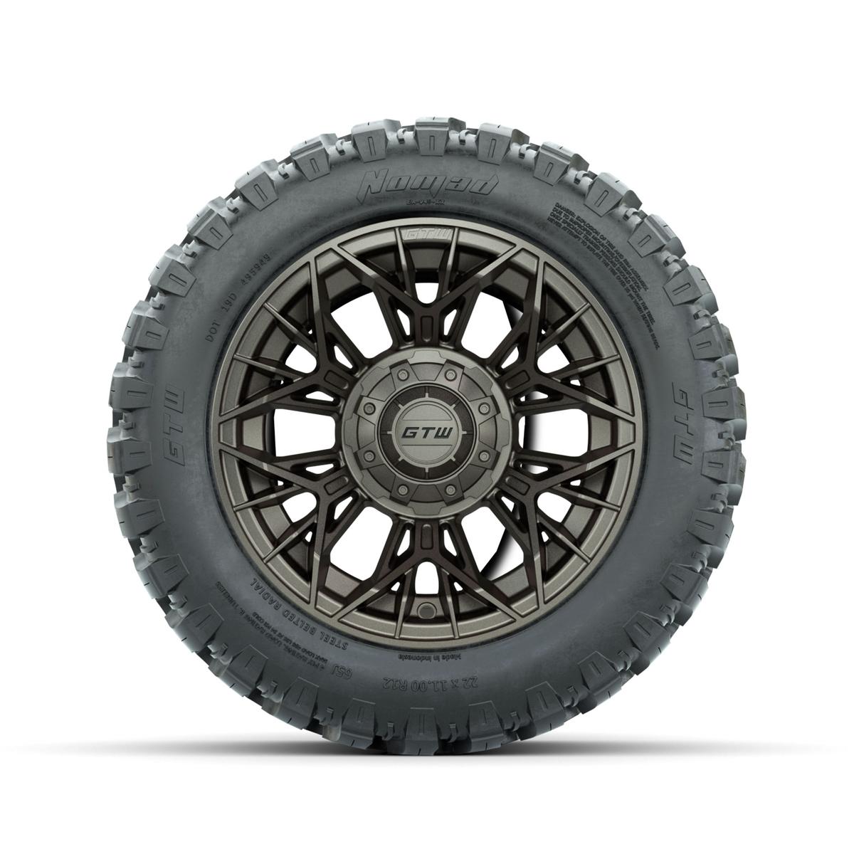 Set of (4) 12 in GTW® Stellar Matte Bronze Wheels with 22x11-R12 Nomad All-Terrain Tires