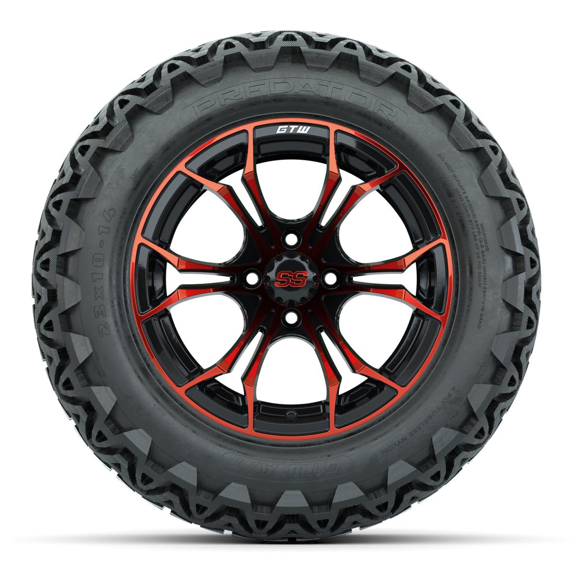 GTW Spyder Red/Black 14 in Wheels with 23x10-14 GTW Predator All-Terrain Tires – Full Set