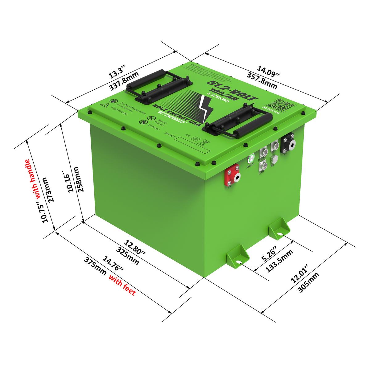 Bolt Energy 51V 105AH Square Standard Battery with CAN Adapter Kit for ICON (2017-2023)
