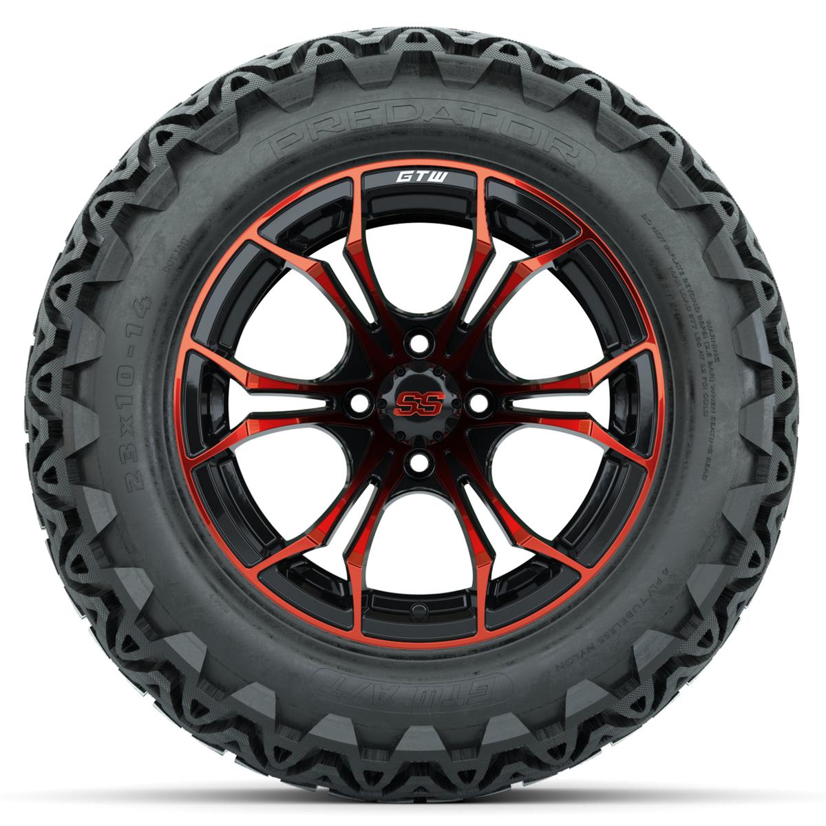 GTW Spyder Red/Black 14 in Wheels with 23x10-14 GTW Predator All-Terrain Tires – Full Set