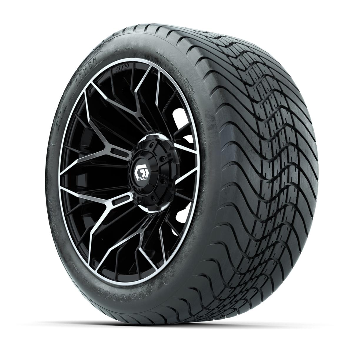 Set of (4) 14 in GTW® Stellar Machined & Black Wheels with 225/30-14 Mamba Street Tire