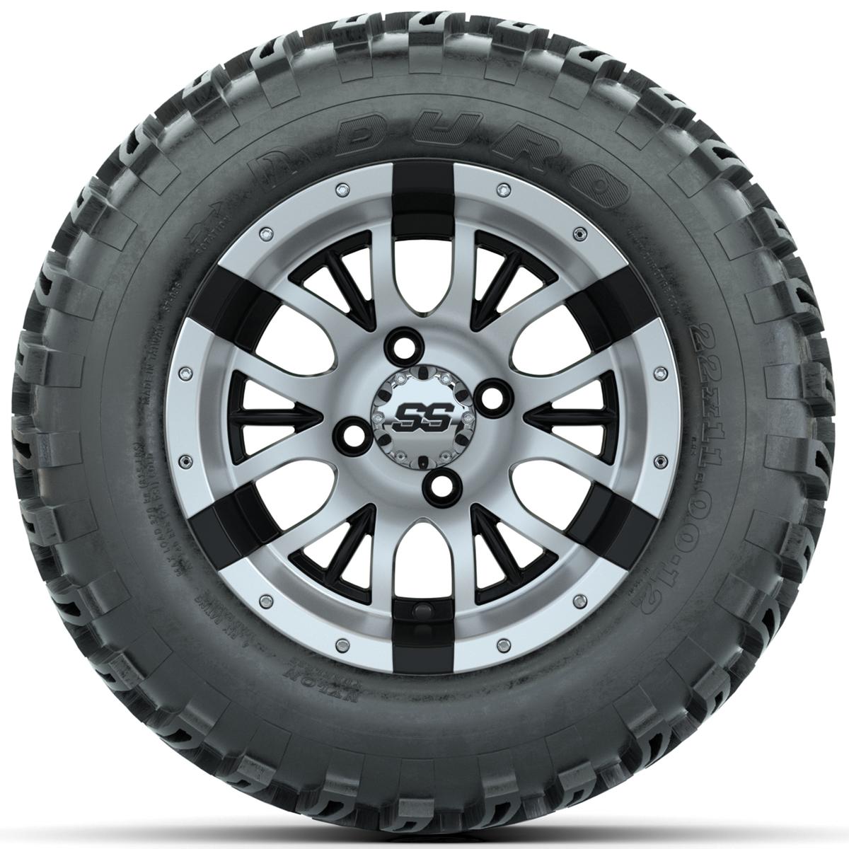 Set of (4) 12 in GTW Diesel Wheels with 22x11-12 Duro Desert All-Terrain Tires