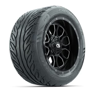 GTW&reg; Volt Black/Machined 14 in Wheels with 255/45-R14 Fusion GTR Steel Belt Radial Street Tires – Full Set