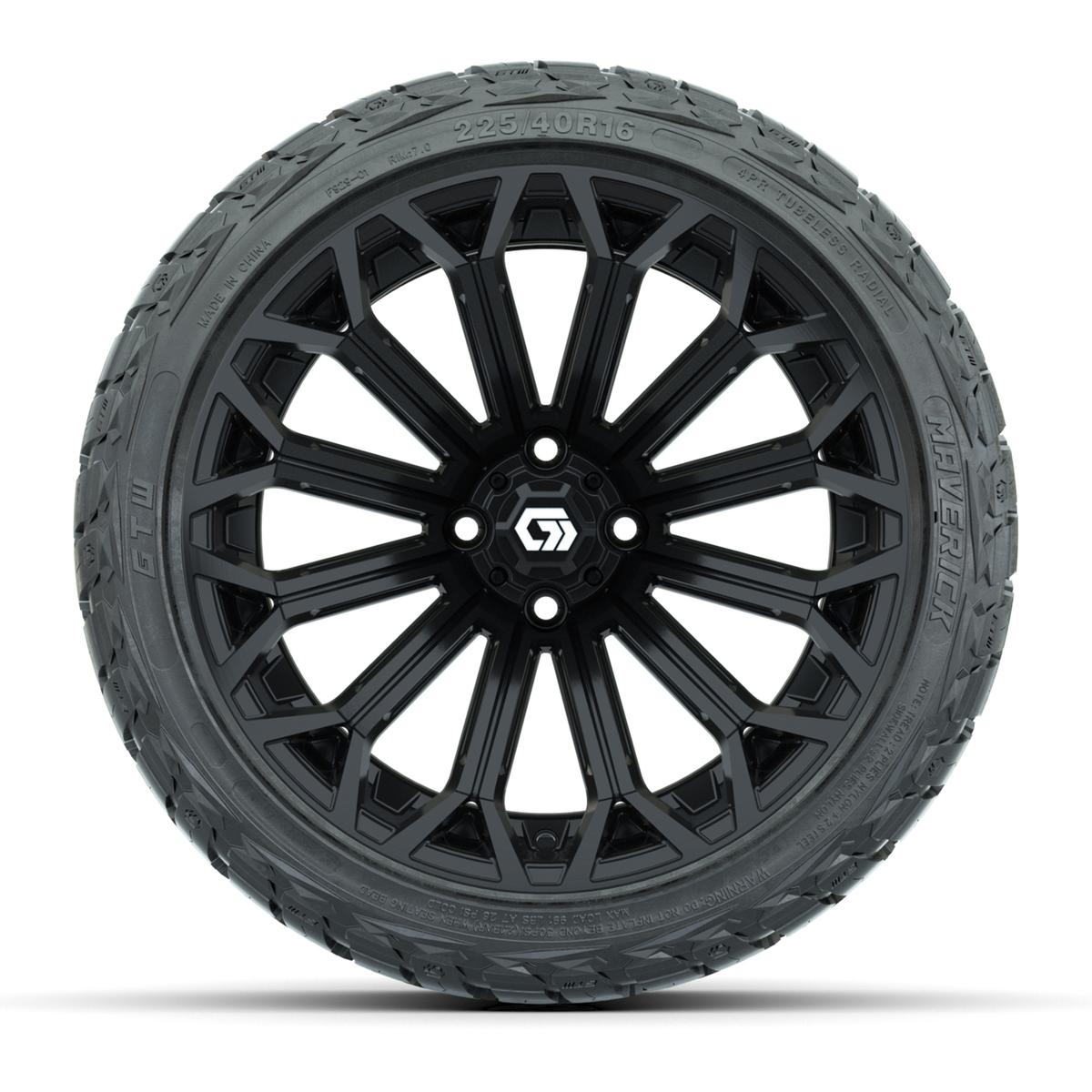 GTW&reg; Phantom Gloss Black 16 in Wheels with 225/40-R16 Maverick Hybrid Tires - Full Set
