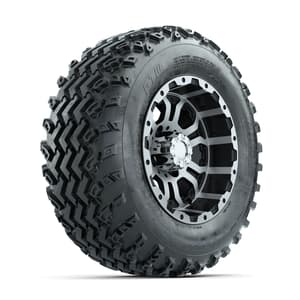 GTW Omega Machined/Black 12 in Wheels with 23x10.00-12 Rogue All Terrain Tires – Full Set