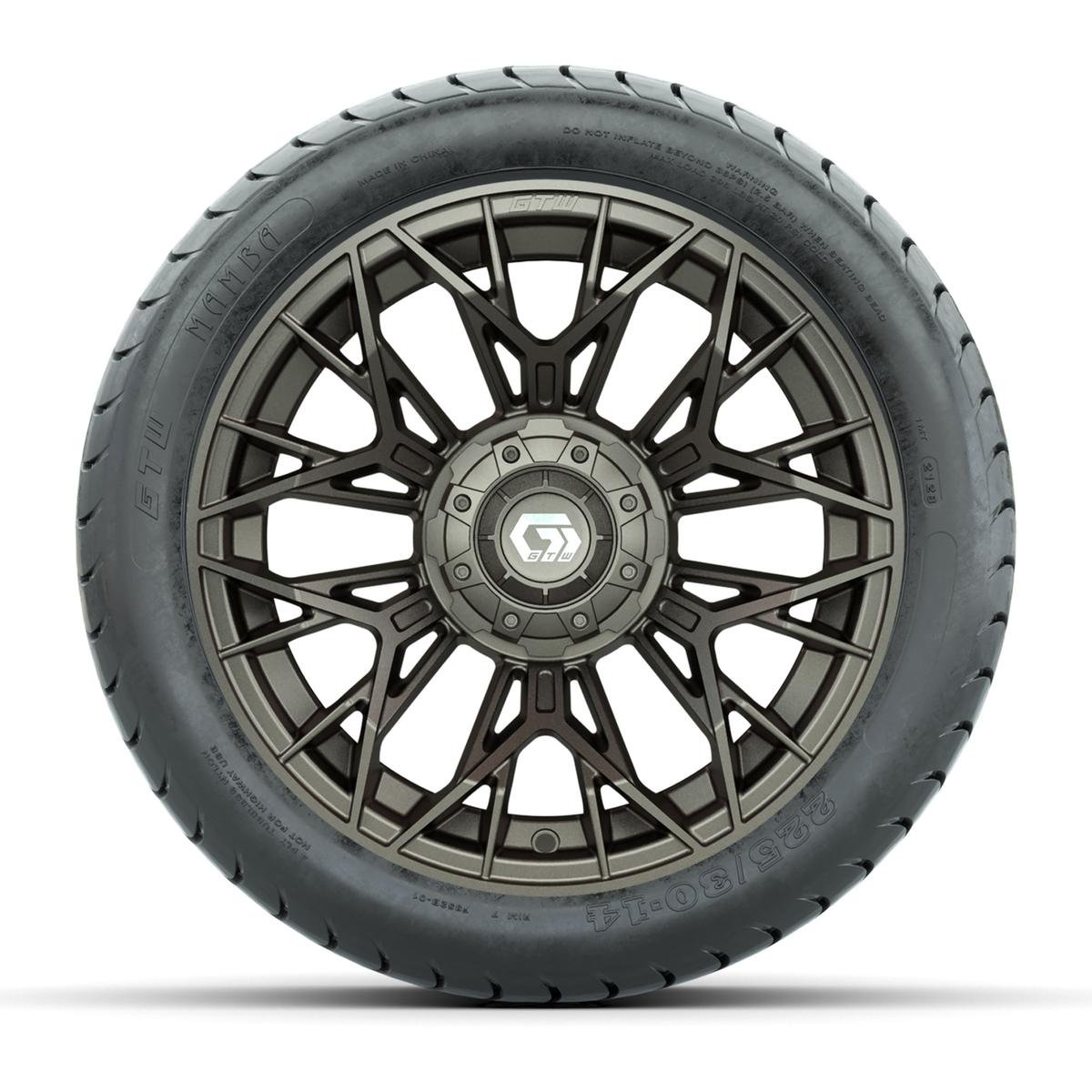 Set of (4) 14 in GTW® Stellar Matte Bronze Wheels with 225/30-14 Mamba Street Tire