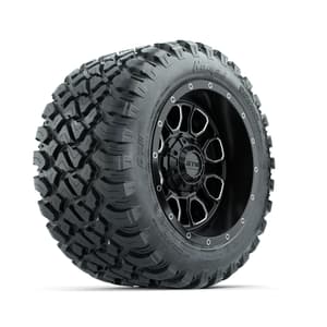 Set of (4) 12 in GTW® Volt Machined & Black Wheels with 22x11-R12 Nomad All-Terrain Tires