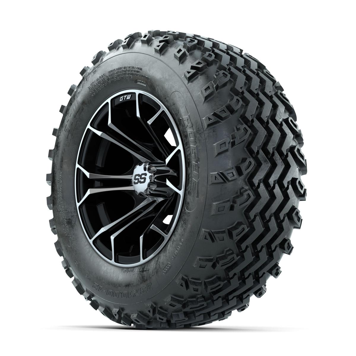 GTW Spyder Machined/Black 12 in Wheels with 23x10.00-12 Rogue All Terrain Tires – Full Set