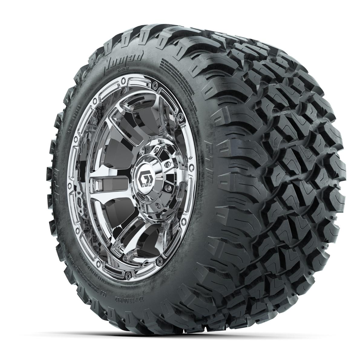 GTW&reg; Shogun Chrome 12 in Wheels with 22X11-R12 Nomad Steel Belt Radial All-Terrain Tires – Full Set
