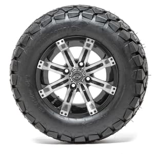 GTW Tempest Black and Machined Wheels with 22in Timberwolf Mud Tires - 12 Inch