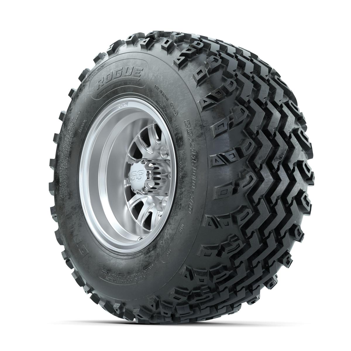 GTW Medusa Machined/Silver 10 in Wheels with 22x11.00-10 Rogue All Terrain Tires – Full Set