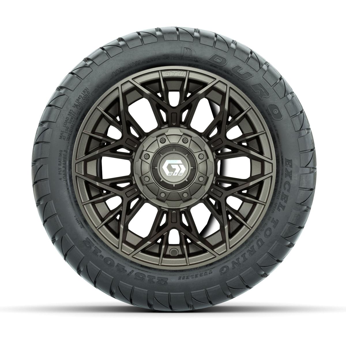 GTW Stellar Matte Bronze 12 in Wheels with 215x40x12 Duro Low-Profile Street Tires – Full Set