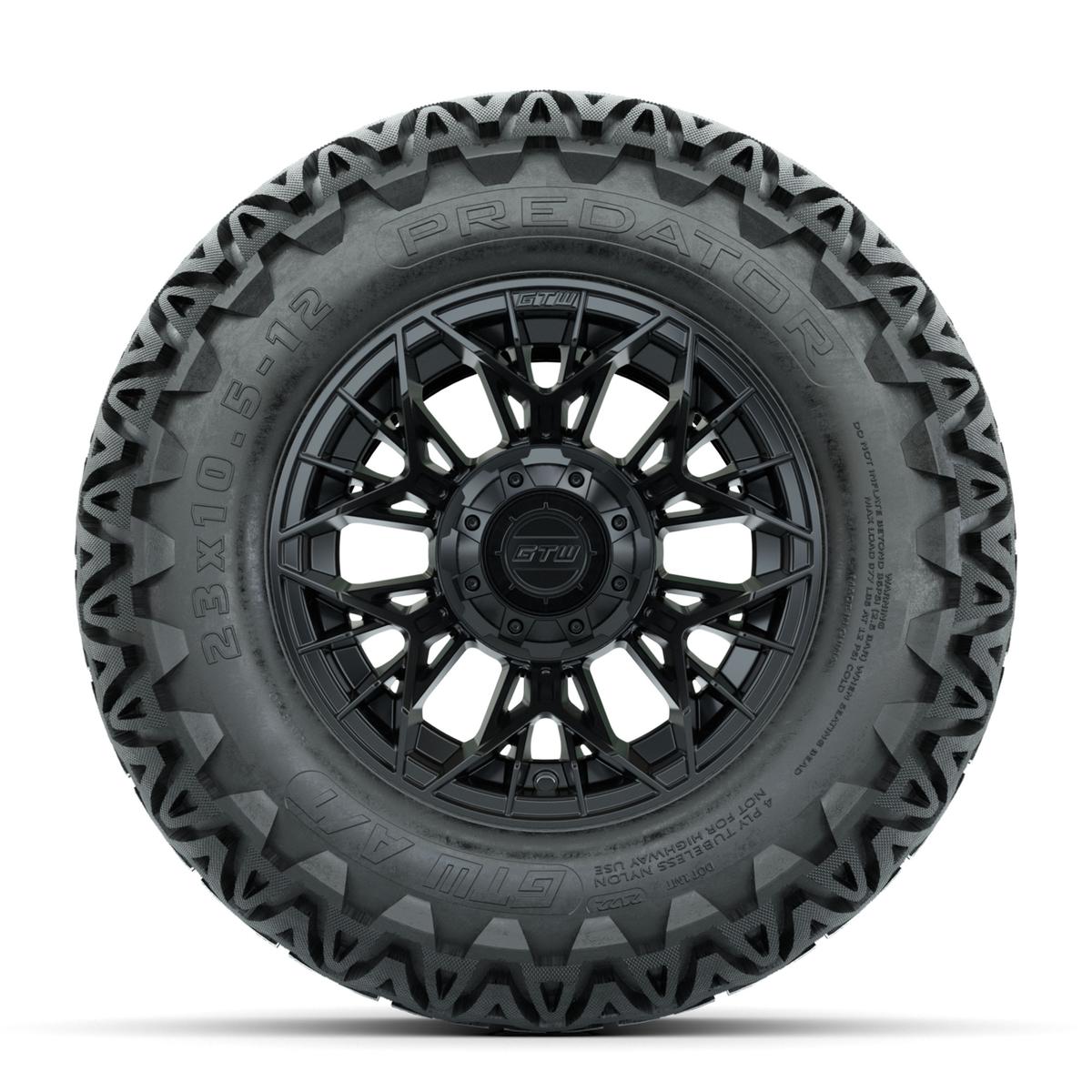 Set of (4) 12 in GTW® Stellar Black Wheels with 23x10.5-12 Predator All-Terrain Tires