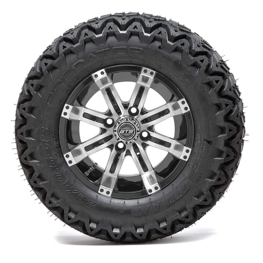 GTW Tempest Black and Machined Wheels with 23in Predator A-T Tires - 12 Inch