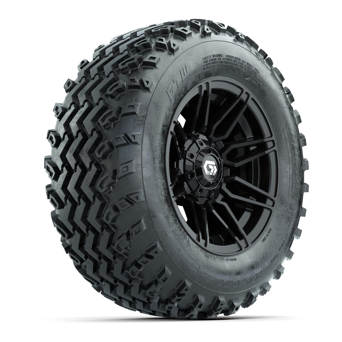 GTW&reg; Stealth Black/Machined 12 in Wheels with 23X10.00-12 Rogue All-Terrain Tires – Full Set