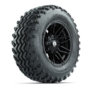 GTW&reg; Stealth Black/Machined 12 in Wheels with 23X10.00-12 Rogue All-Terrain Tires – Full Set