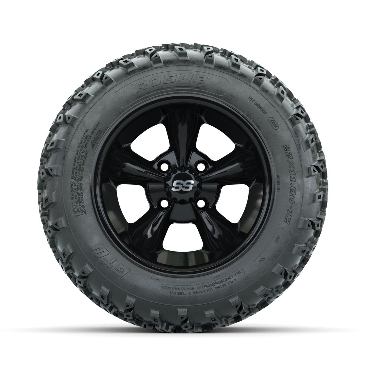 GTW Godfather Black 12 in Wheels with 22x11.00-12 Rogue All Terrain Tires – Full Set