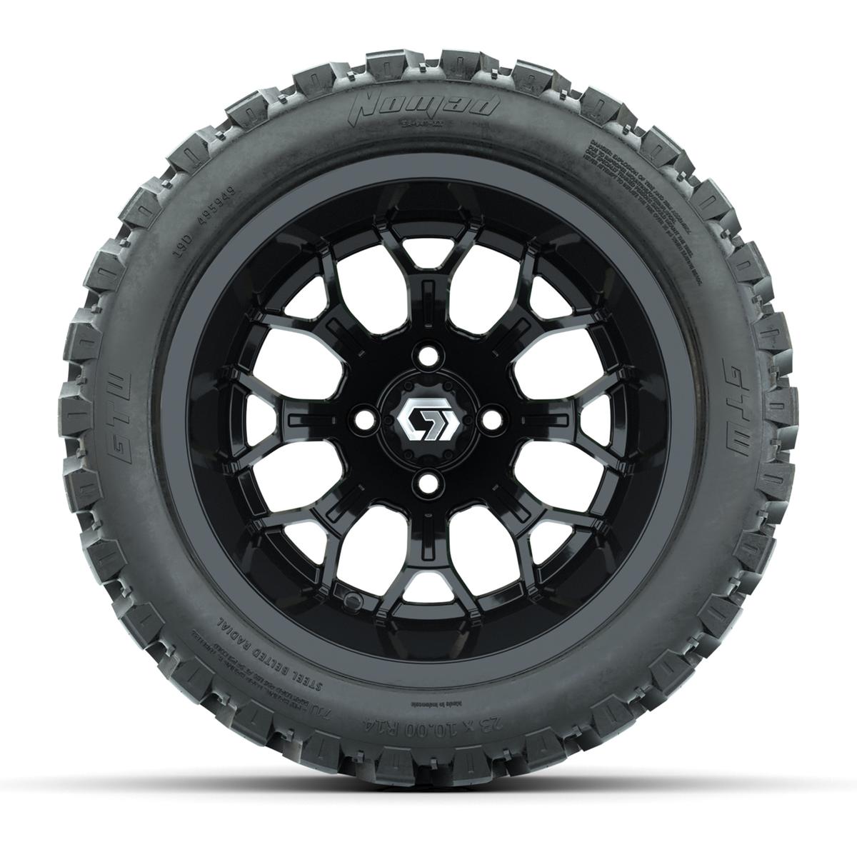 GTW&reg; Assault Gloss Black 14 in Wheels with 23X10-R14 Nomad Steel Belt Radial All-Terrain Tires - Full Set