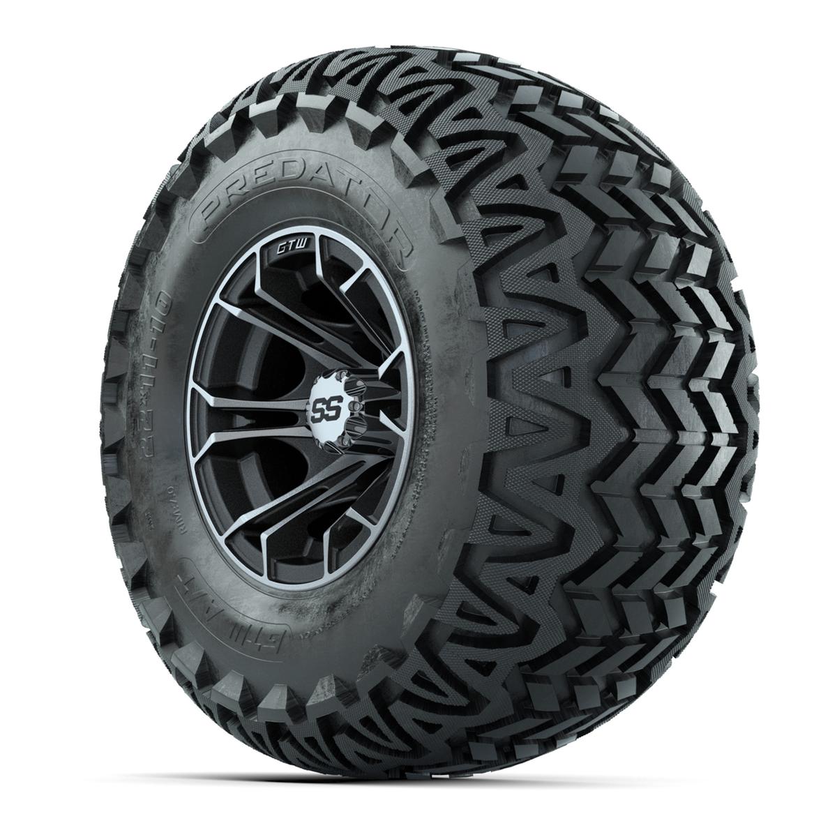 GTW Spyder Machined/Matte Grey 10 in Wheels with 22x11-10 Predator All Terrain Tires – Full Set