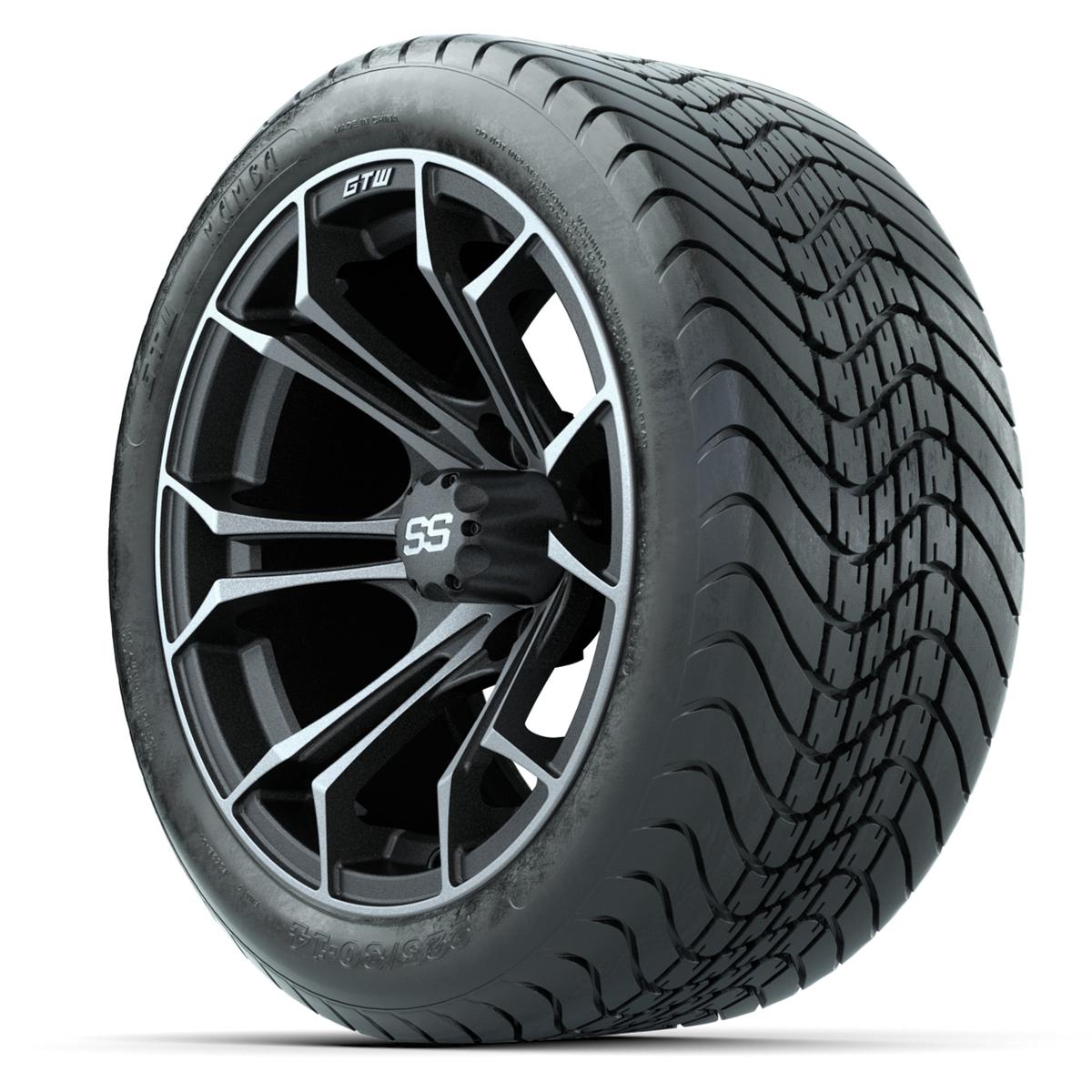 GTW Spyder Matte Grey 14 in Wheels with 225/30-14 Mamba Street Tires – Full Set