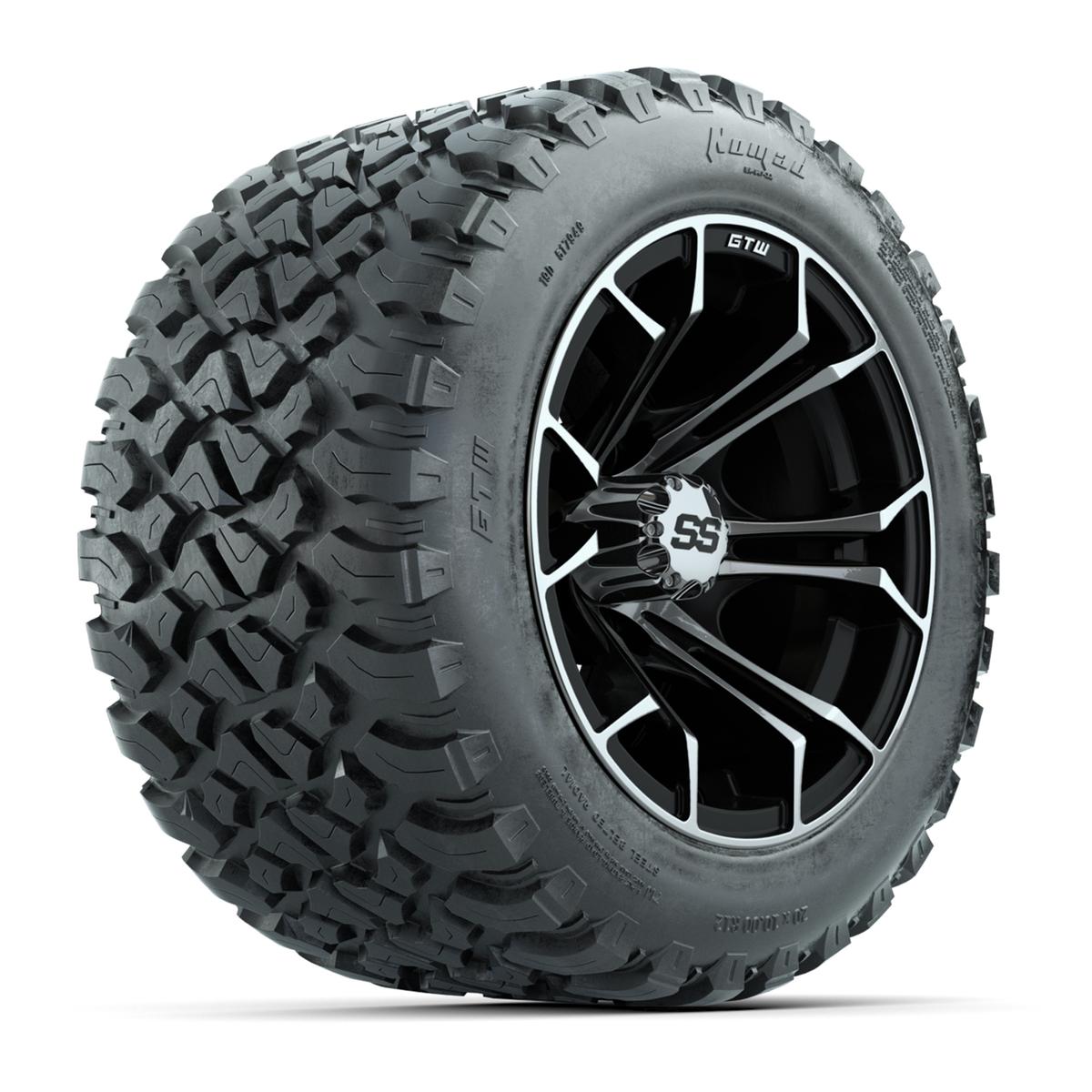GTW Spyder Machined/Black 12 in Wheels with 20x10-R12 GTW Nomad All-Terrain Tires – Full Set