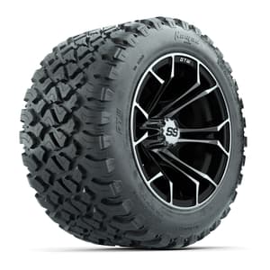 GTW Spyder Machined/Black 12 in Wheels with 20x10-R12 GTW Nomad All-Terrain Tires – Full Set