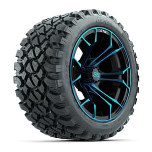 GTW Spyder Blue/Black 14 in Wheels with 23x10-14 GTW Nomad All-Terrain Tires – Full Set