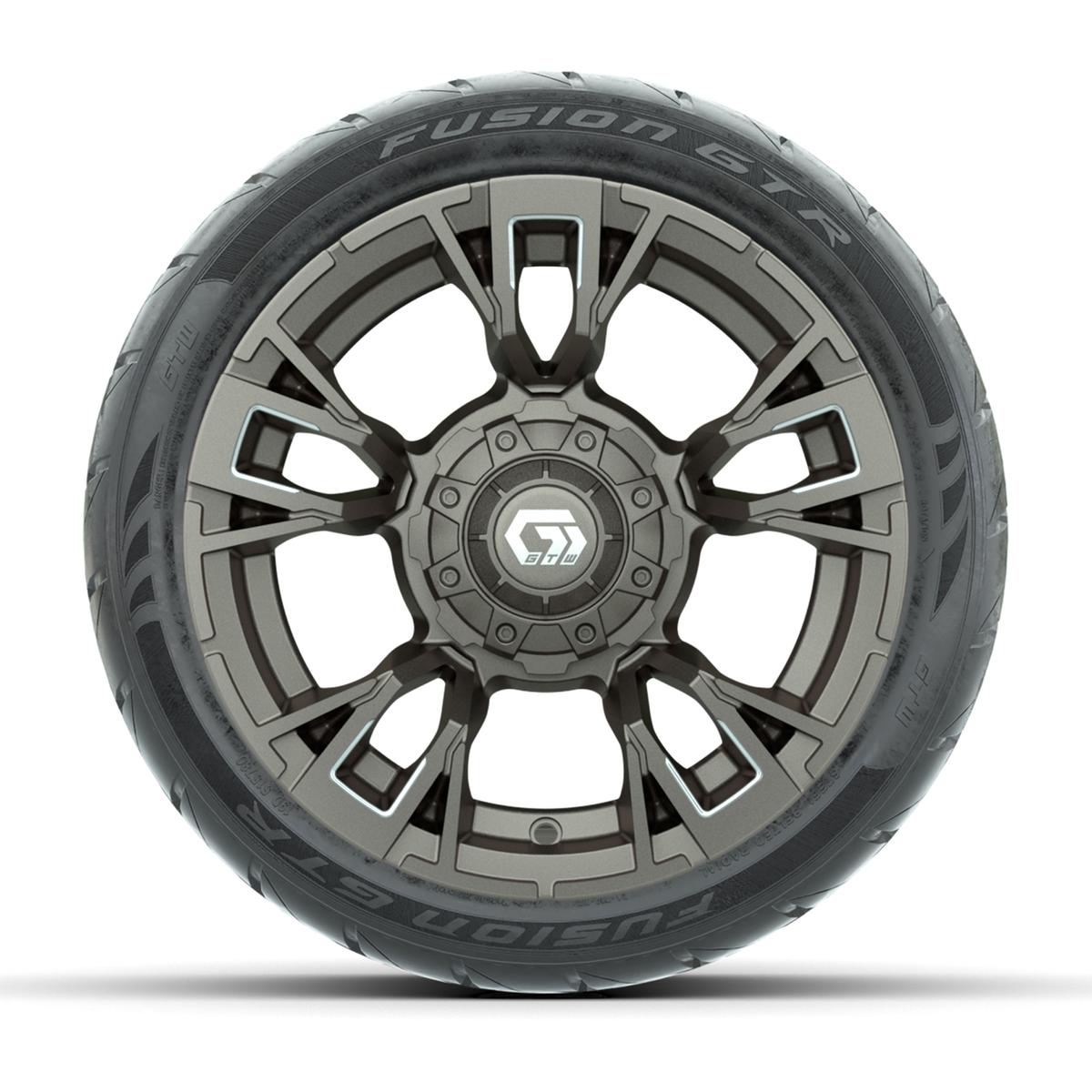 GTW&reg; Vandal Bronze/Machined 12 in Wheels with 215/40-R12 Fusion GTR Steel Belt Radial Street Tires – Full Set