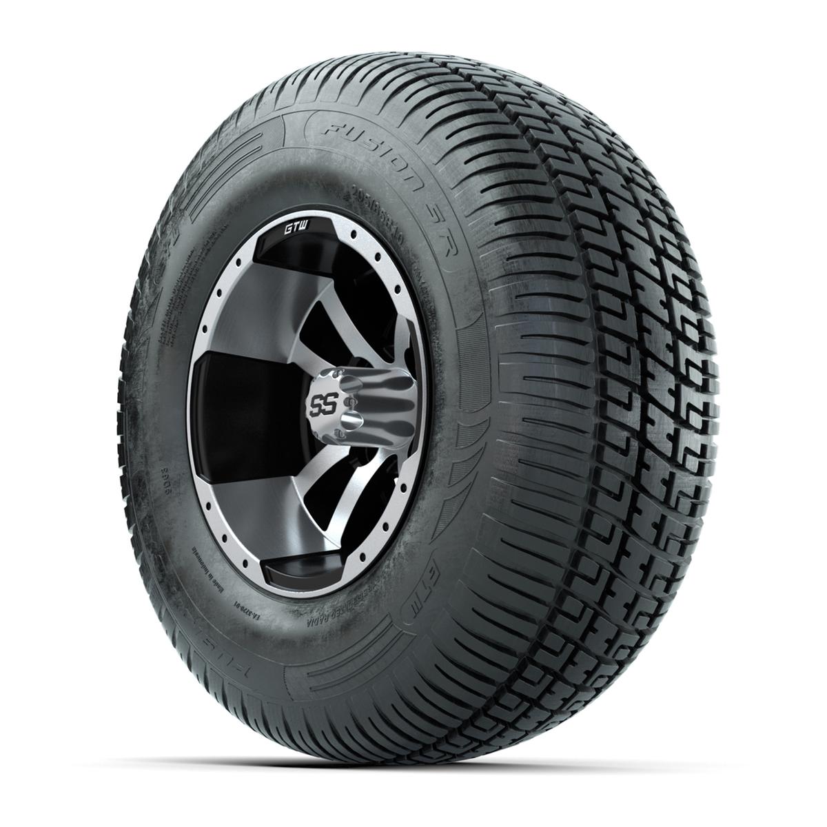 GTW Storm Trooper Black and Machined 10 in Wheels with 20in Fusion Street Tires – Set of 4